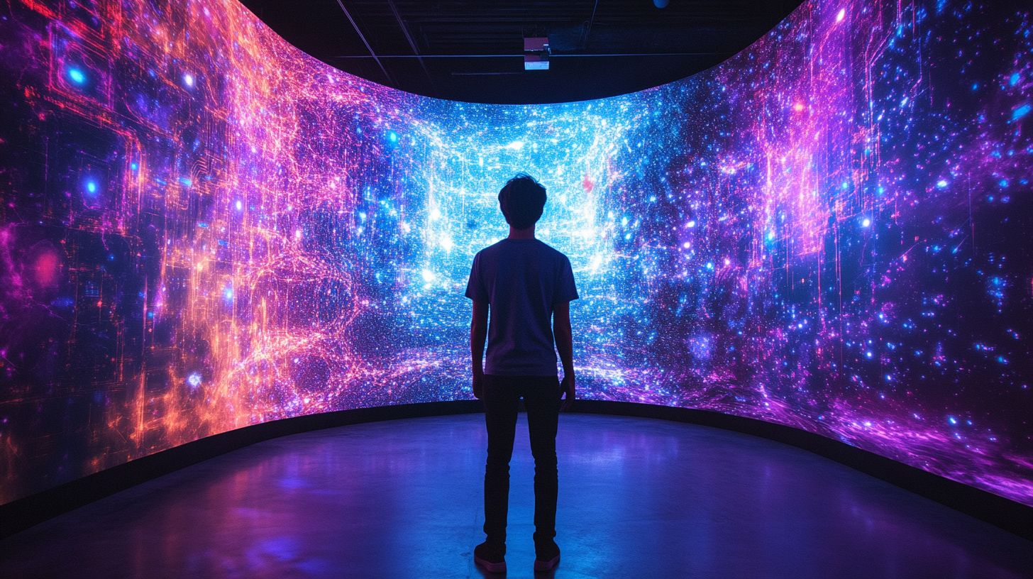 person standing in front of screen